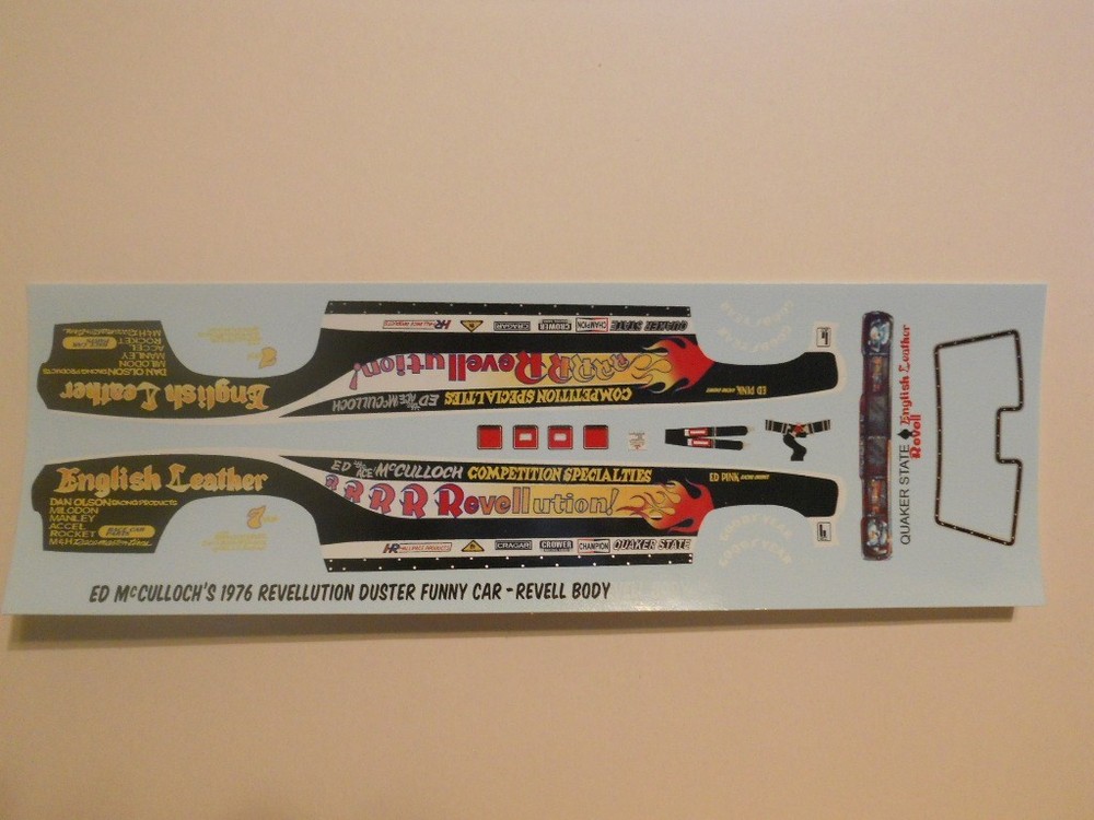 1/16 ED McCULLOCH 1976 REVELLUTION DUSTER FUNNY CAR DECAL/ATLANTIS/REVELL/MPC