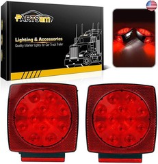 Partsam 12V Submersible Square Led Trailer Light,Red White LED Stop Turn Tail