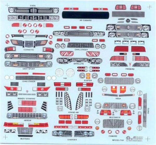 Slixx 7158 Nostalgic Funny Car Grill & Headlight 1/24 1/25 Drag decal