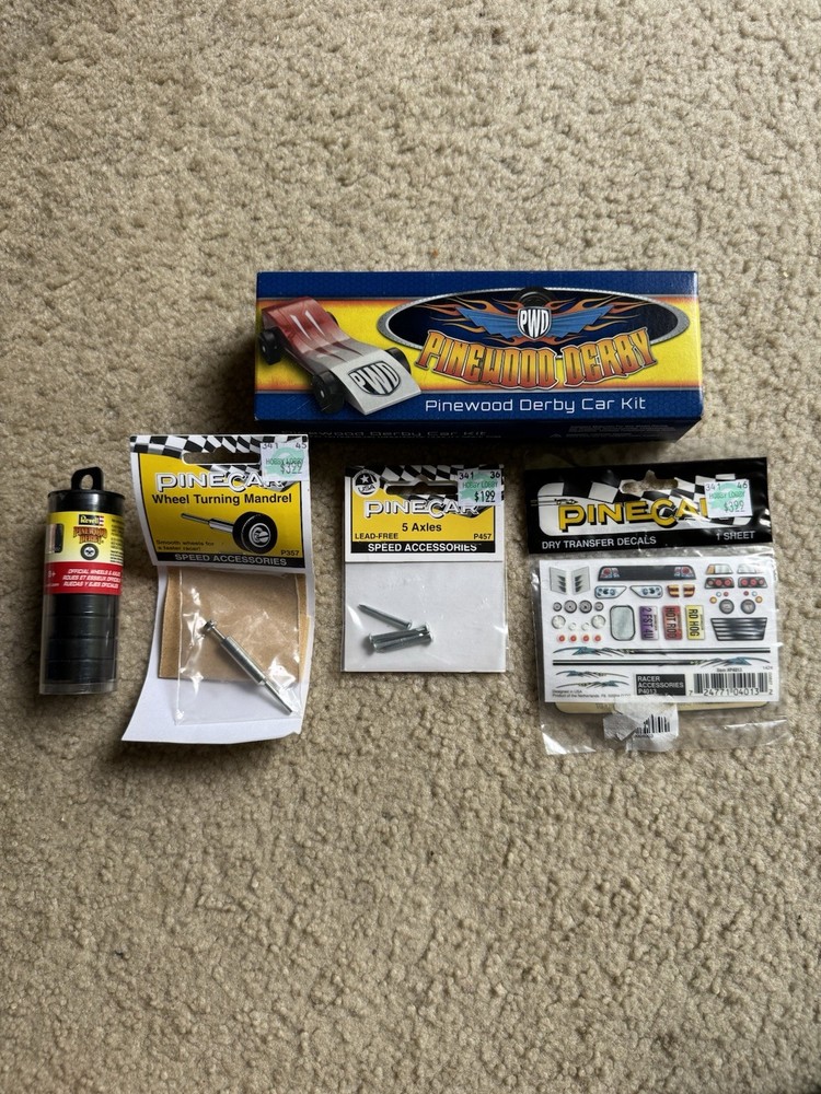 Pinewood Derby Car Kit Lot – New in Package Items – Tools, Accessories