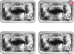 Parts N Go 4×6 Rectangular Plain Conversion Headlights Halogen H4 Bulb Set –