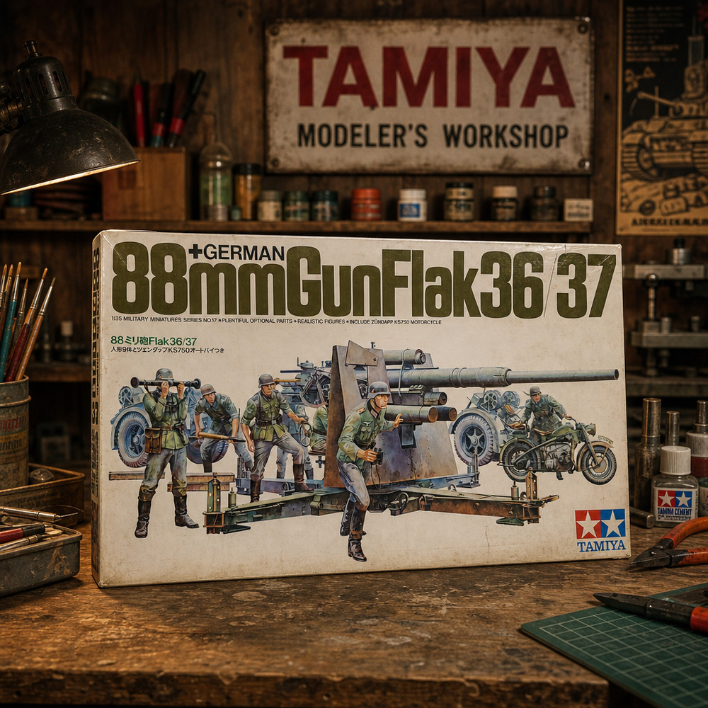 Tamiya German 88mm Gun Flak 36/37 Model Kit #MM117 Japan Pre‑Owned Complete
