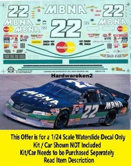 NASCAR DECAL #22 MBNA AMERICA 1996 PONTIAC GRAND PRIX WARD BURTON 1/24 SLIXX