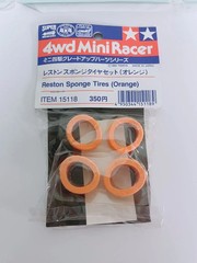 Mini 4WD Dress Up Stickers 3 Types and Reston Sponge Tires Orange Set Used Japan