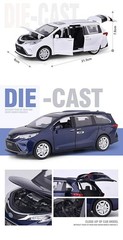 1:24 Sienna Granvia MPV Diecast Metal Alloy Toy Car Model with Sound & Light Sim