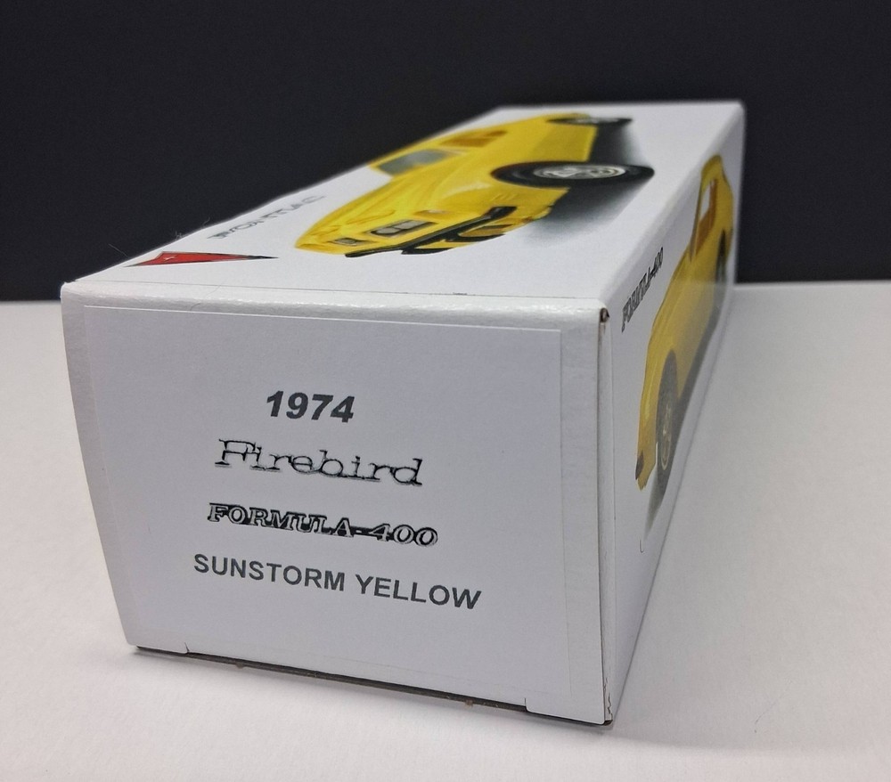 New 1974 Pontiac Firebird Formula Yellow Custom Promo Model BOX ONLY..NO CAR