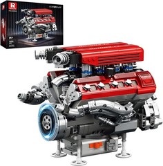 Realistic V8 Engine Model Kit – 1101 PCS Motorized Set with Visible Mechanics