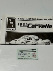 Model Car Parts – AMT 1963 Chevrolet Corvette instructions & decals ONLY 1/25