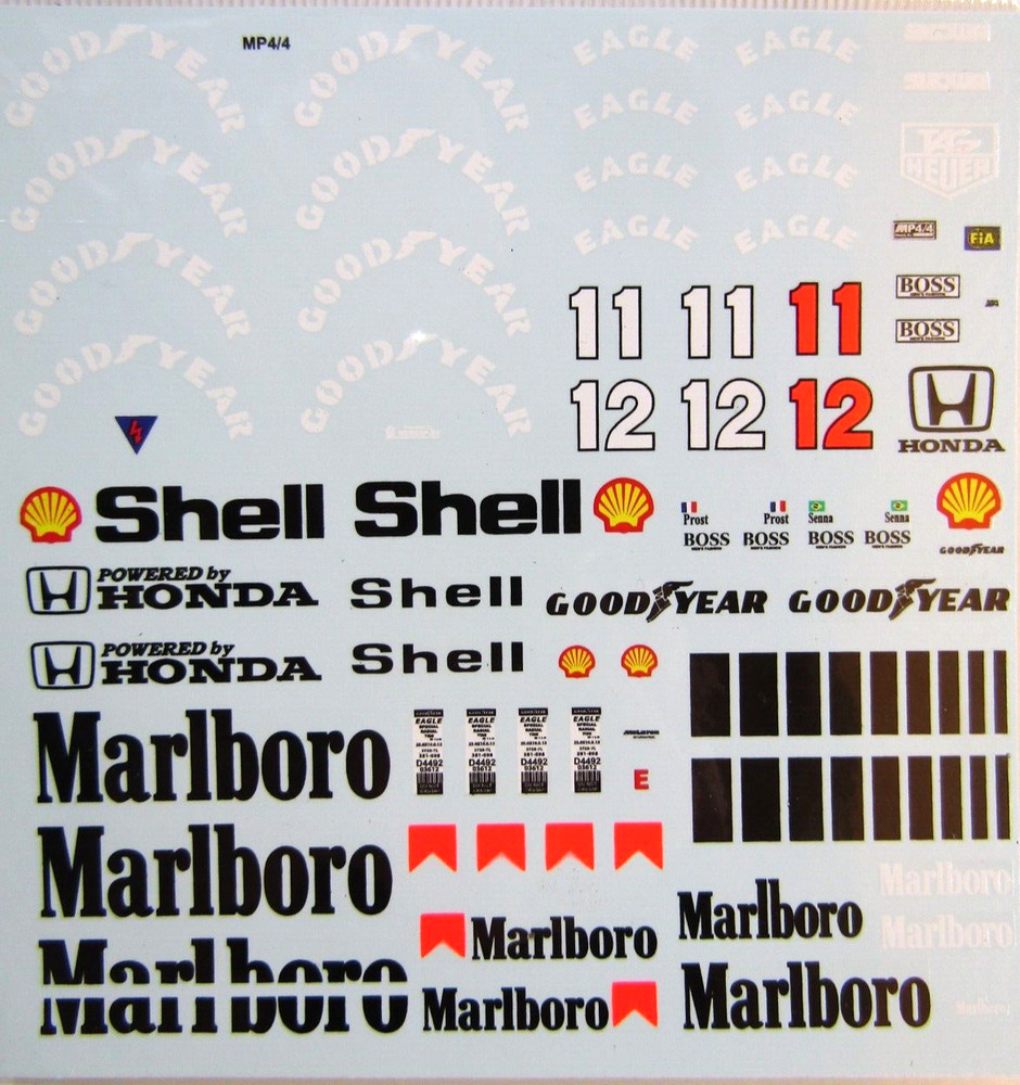 Decalpool 1/20 Mclaren MP4/4 Full Sponsor Decal Sheet # DP020 for Tamiya kit