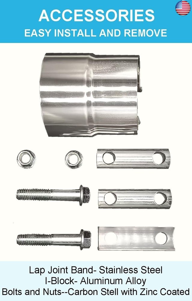 2.5 Inch Exhaust Clamps 2 Packs,2 1/2in Lap Joint Band Clamp 304 Stainless