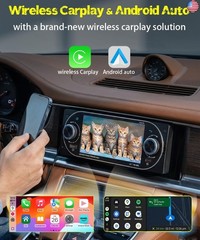 5.1″ Single Din Car Stereo Wireless Apple CarPlay Android Auto, IPS Touchscreen