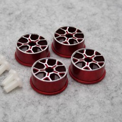 4pcs Custom MINI 4WD Aluminum Low Profile Wheels Black/Silver 94992 Red