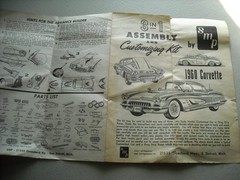 VINTAGE 1 25 MODEL JUNKYARD PART LOT INSTRUCTION SHEET 1960 CORVETTE