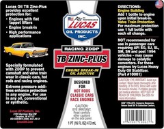 Lucas Oil 10063 Engine Break In Oil Additive w/ TB Zinc Plus – 16 Ounce