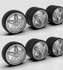 1:25 26” Semi Truck “Fuel Dually Wheels On Low Profile Tires (2 Fronts 4 Rears)