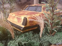 1980’S MONTE CARLO OLD RUSTY RETIRED STOCK CAR SITTIN IN FIELD DIORAMA SCENE !!