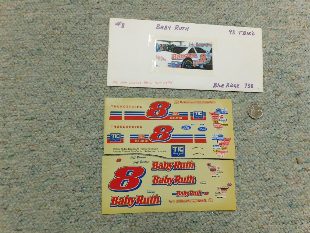Blue Ridge decals 1/24 1/25 #8 Baby Ruth Jeff Burton T-Bird K47