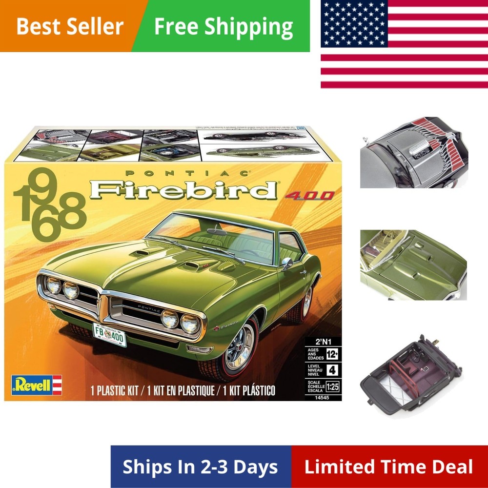 14545 ’68 Pontiac Firebird 2’N1 1:25 Scale 122-Piece Skill Level 4 Model Buil…