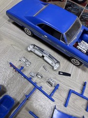 1967 Pontiac GTO, MPC, 1/25 Partially Assembled Blue Model Car