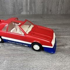 VINTAGE 1980’S FORD MUSTANG T-TOP LARGE RED PLASTIC 10″ TOY CAR BY GAY TOYS