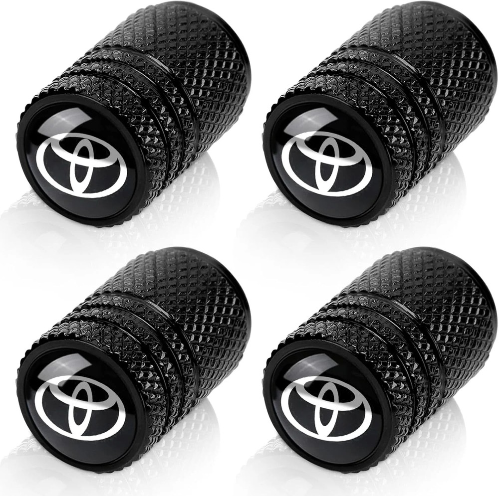 4PCS Tire Valve Stem Caps for Toyota RAV4 Highlander Prius Avalon Black
