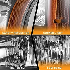 Headlights OE Replacement Clear Lens l Black Housing l Amber Reflector