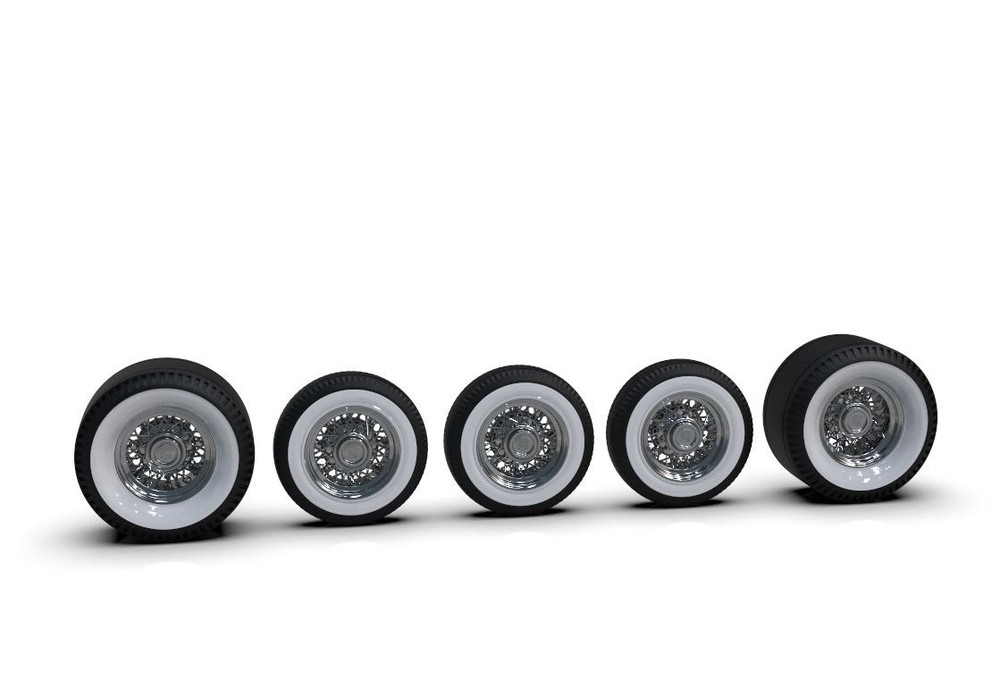 1:25 Set Of 2 Rears And 4 Front Kelsey Hayes On Whitewall Pie Crust Tires