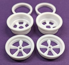 Resin 1/16 Scale American 5 Spoke Front & Halibrand Rear Funny Car Wheel Set