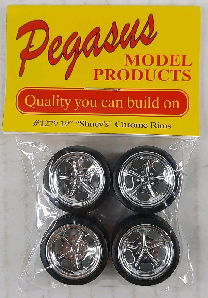 PEGASUS 19″ Shuey’s Chrome Rims w Tires 1279 model kit wheels 1:24 1:25 accessry