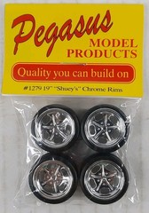 PEGASUS 19″ Shuey’s Chrome Rims w Tires 1279 model kit wheels 1:24 1:25 accessry