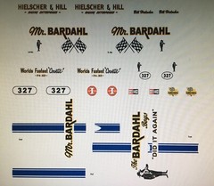 DECALS – Mr. Bardahl 66 Corvette, Bill Hielscher. Very Nice and Easy to apply.