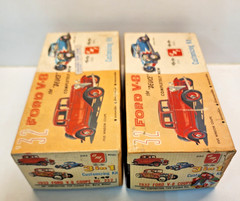 2 Vintage AMT Ford V8 3 in 1 Model Boxes with Massive Vintage Parts Lot