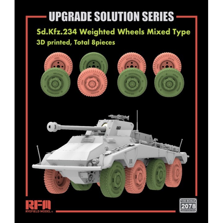 Ryefieldmodel(RFM) #2078 1/35 Sd.Kfz.234/4 3D Printed wheels mixed type