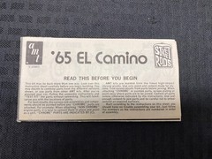 AMT ’65 Chevrolet El Camino T250 Street Rods Series 1974 Instructions Original