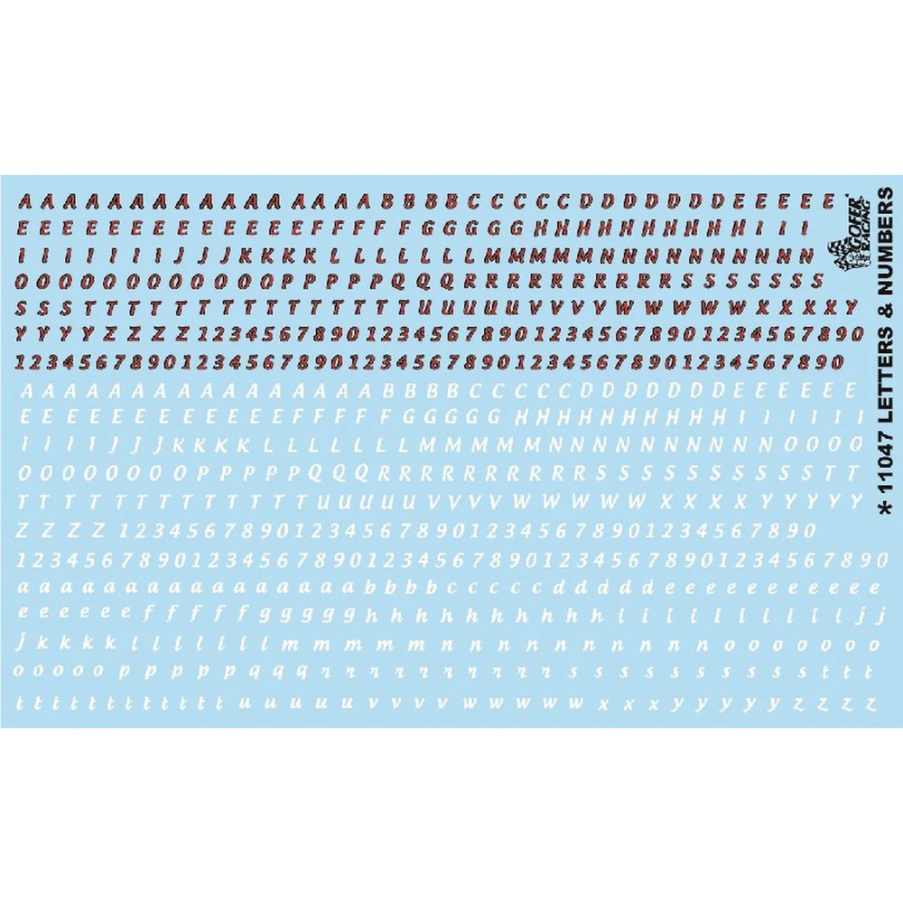Gofer Racing 1/24 Letters and Numbers Waterslide Decals 11047