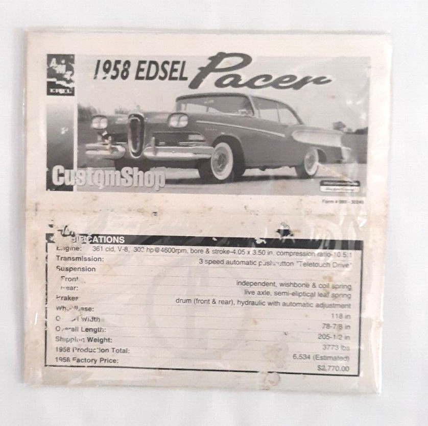AMT Ertl 1958 Ford Edsel Pacer #30032 Original Model Instruction Sheet