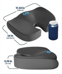 Everlasting Comfort Memory Foam Seat Cushion for Office, Travel and Home – Gray.