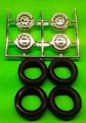 1990 Mustang 5.0 Knotchback LX 1/25 Chrome 10 Slot Rim Wheel Tires Model Car