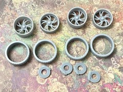 1/24 Scale: 24-Inch “Intro Spyder” Wheels And Tires; Resin;1/25