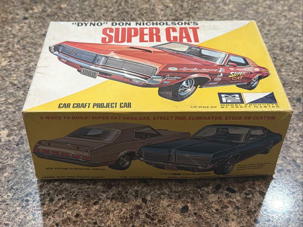 MPC 1969 COUGAR SUPER CAT DRAG CAR ORIGINAL SEALED INSIDE KIT! CIRCA 1969! VMCP!