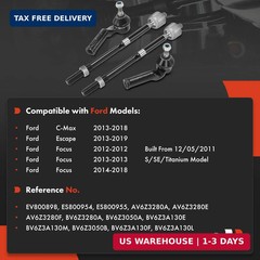 A-Premium Set of 4, Front Inner & Outer Tie Rod End Kits, Compatible with Ford F