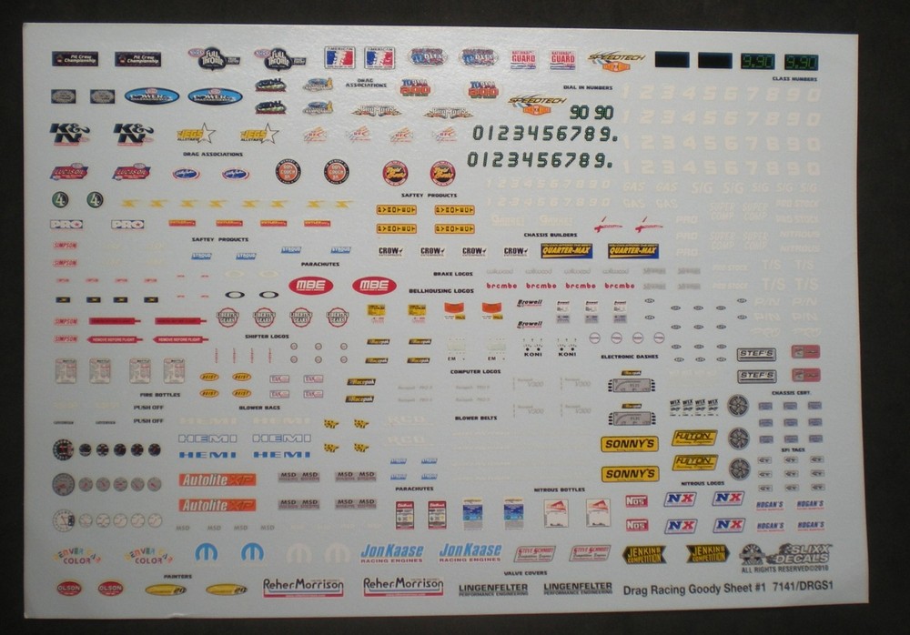 Slixx 7141 Drag Racing Goody Sheet #1 1/24 1/25 waterslide Drag decal