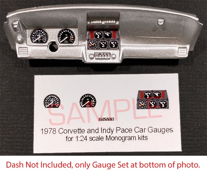 1978 CHEVROLET CORVETTE and INDY PACE CAR GAUGES – 1/24 scale – REVELL MONOGRAM