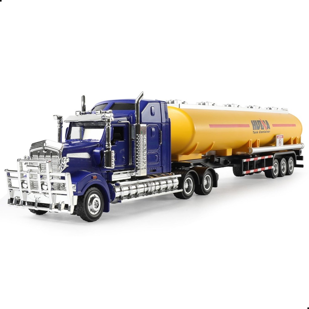 1/50 Scale Long-Nose Tanker Semi Truck with Fuel Tank Trailer Die-Cast Alloy Mod