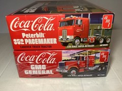 2 AMT 1/25 Peterbilt 352 Pacemaker (Open) & GMC General Truck Tractor (Sealed)