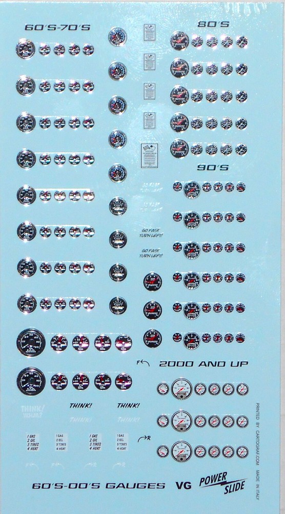 NASCAR DECAL 60’s-’00’s VINTAGE RACE CAR DASHBOARD GAUGES DETAIL GOODIE SHEET