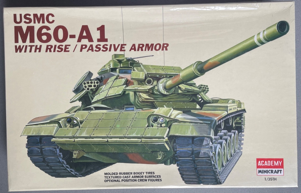 Academy 1349 USMC M60-A1 With Rise Passive Armor 1:35 Scale Model Kit Minicraft