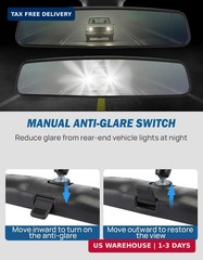 JOYTUTUS Rear View Mirror, Interior rearview mirror Kit, Anti-glare, Universal F