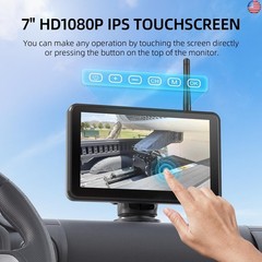 eRapta Magnetic Solar Wireless Backup Camera: HD1080P 7? Touchscreen Portable