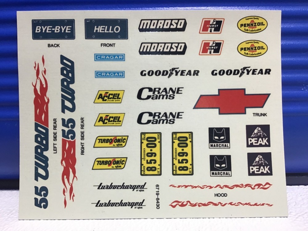 Vintage 1/16 SCALE CHEVY 55 TURBO MODEL DECAL ORIGINAL 2020 ERTL Sheet